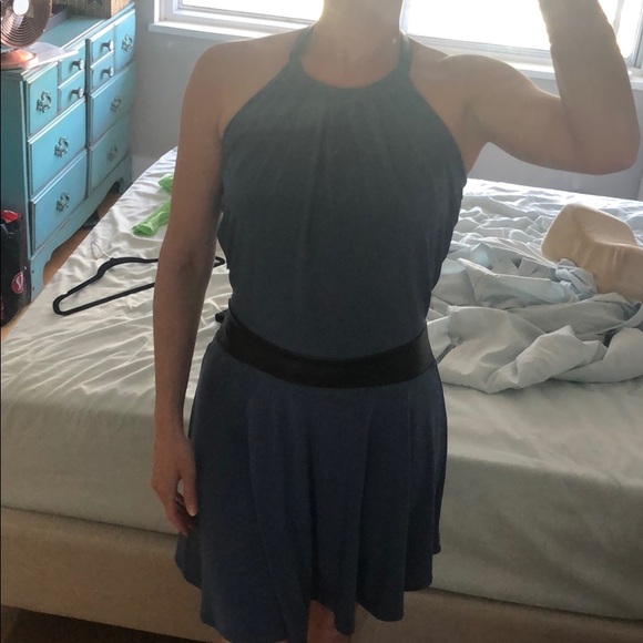 Blue Dress with leather embellishments! - Picture 2 of 5